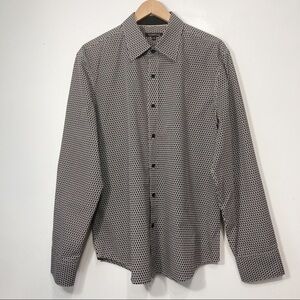 George Black & White Graphic Print Dress Shirt Size L